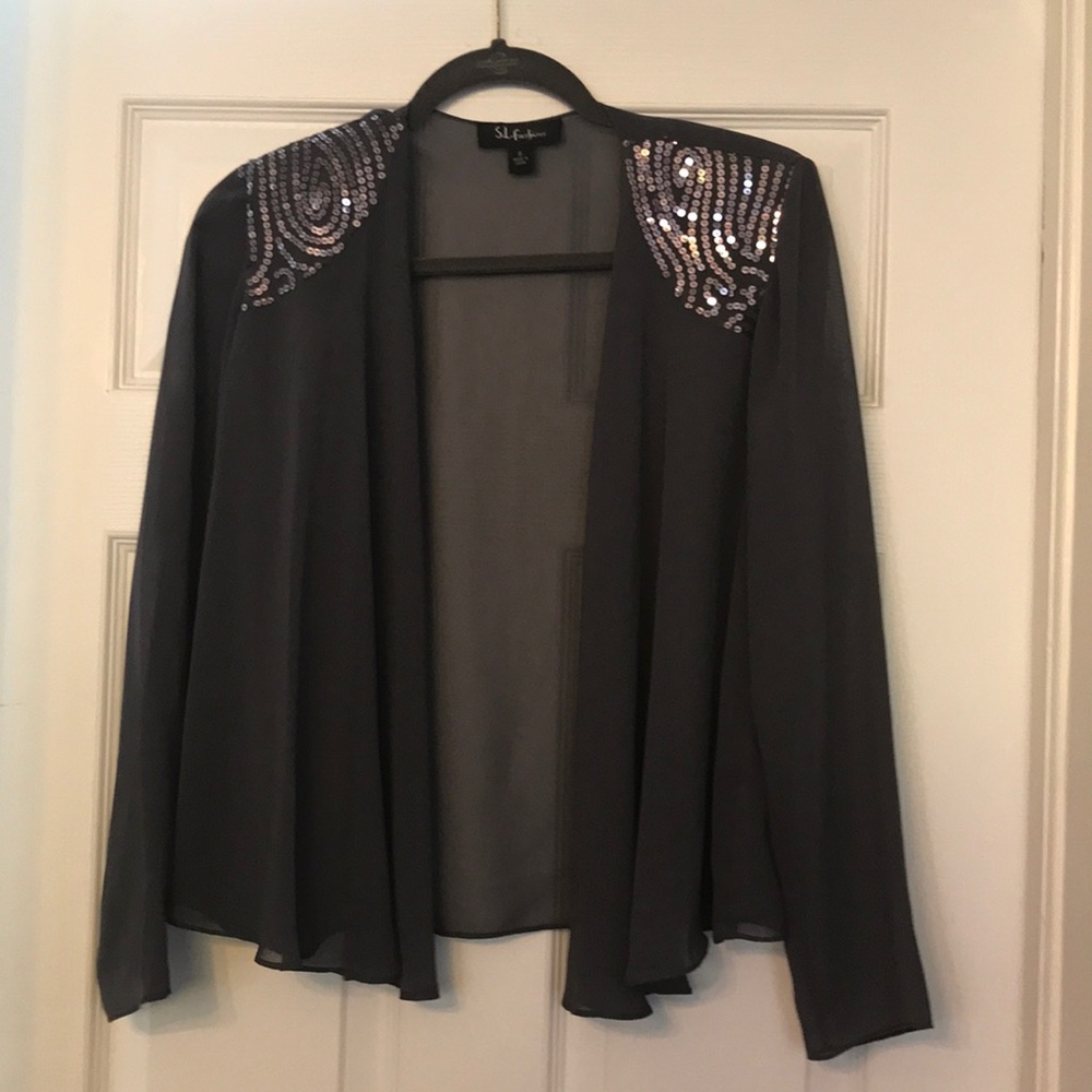 NWT S. L. Fashions Sheer Jacket, with Sequins